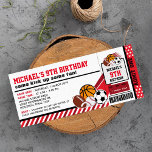 Sport All Star Ticket Pass Einladung Geburtstag<br><div class="desc">Komm und mach dir FUN! Feiern Sie Ihren Geburtstag mit unserer Sport-Party Einladung. Das Design umfasst Basketball,  Baseball,  Rugby,  American Football und Fußball-Bälle auf roten Streifen in Form von Eintrittskarten mit einem Text am unteren Rand. Diese Einladungen für Sportarten sind perfekt für Ihre sportliche Geburtstagsparty,  sportliche Geburtstagsparty oder Sportveranstaltungen.</div>