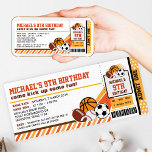 Sport All Star Ticket Pass Einladung Geburtstag<br><div class="desc">Komm und mach dir FUN! Feiern Sie Ihren Geburtstag mit unserer Sport-Party Einladung. Das Design umfasst Basketball,  Baseball,  Rugby,  American Football und Fußball-Bälle auf orangefarbenen Streifen in Form von Eintrittskarten mit einem Text unten. Diese Einladungen für Sportarten sind perfekt für Ihre sportliche Geburtstagsparty,  sportliche Geburtstagsparty oder Sportveranstaltungen.</div>