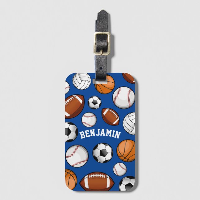 Sport Alle STAR Personalisierter Name Blau Gepäckanhänger (Vorderseite Vertikal)