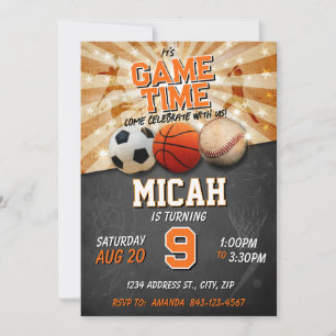 Sport anniversaire invitation de football baseball