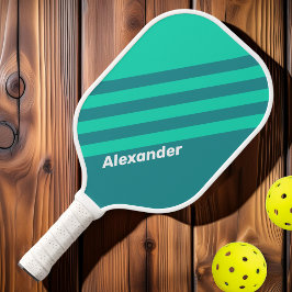 Sport Aquamarin Beach Breeze Streifen mit Namen Pickleball Schläger