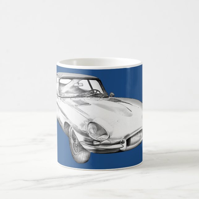 Sport-Auto-Illustration 1964 Jaguars XKE antike Kaffeetasse (Mittel)