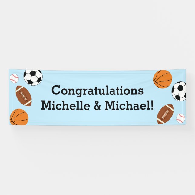 Sport Baby Dusche Co-ed Thema Boy Blue Banner (Horizontal)