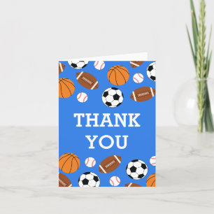 Sport Baby Dusche Co-ed Thema Boy Blue Dankeskarte