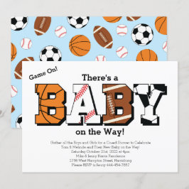 Sport Baby Dusche Co-ed Thema Boy Blue Einladung