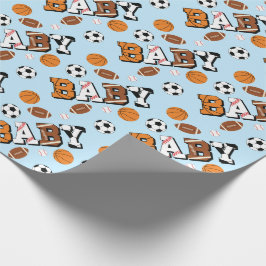 Sport Baby Dusche Co-ed Thema Boy Blue Geschenkpapier
