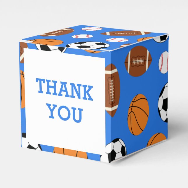 Sport Baby Dusche Co-ed Thema Boy Blue Geschenkschachtel (Vorderseite)