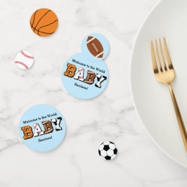 Sport Baby Dusche Co-ed Thema Boy Blue Konfetti