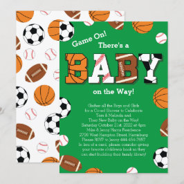 Sport Baby Dusche Co-ed Thema Einladung