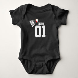 Sport Badminton Shuttle, weiße Namensschild Baby Strampler