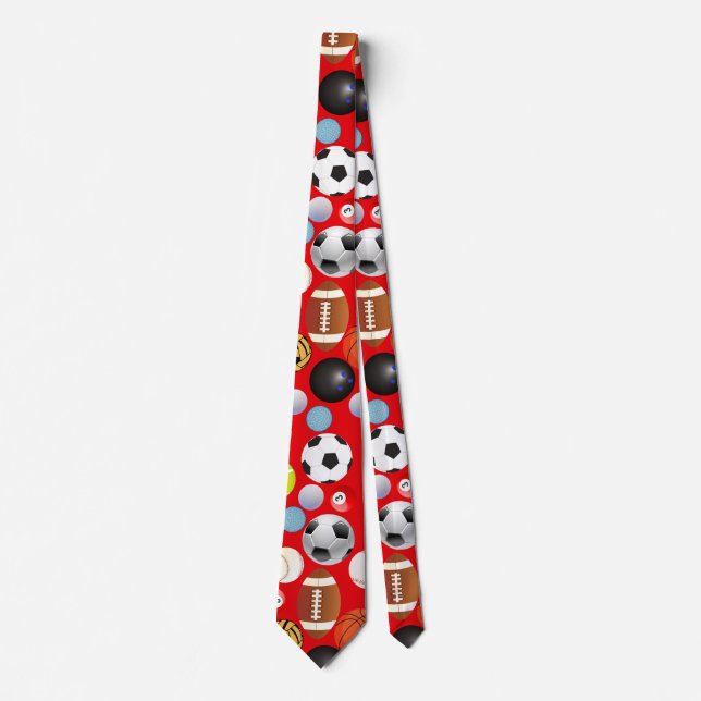 Sport Balls Muster B.Red BG Krawatte (Vorderseite)