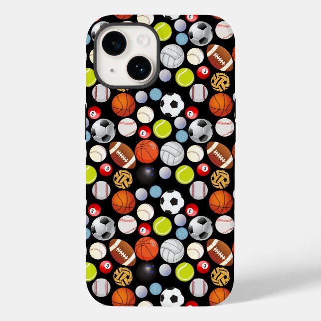 Sport Balls Muster Case-Mate iPhone 14 Hülle (Rückseite)