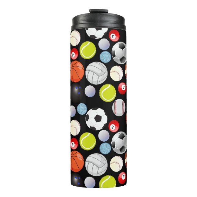 Sport Balls Muster Thermosbecher (Vorderseite)