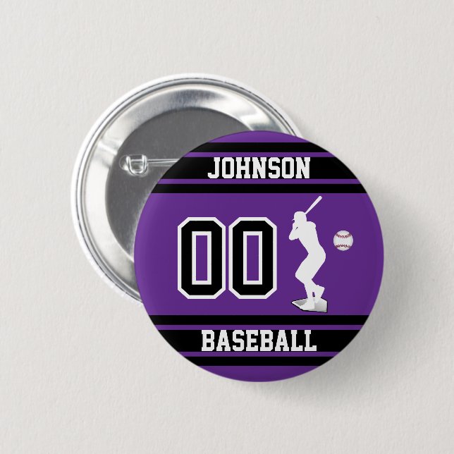 Sport Baseball - Batter - Lila - Erstellen Sie Ihr Button (Vorne & Hinten)
