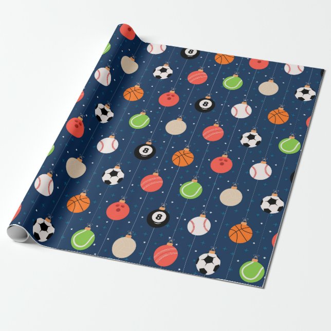 Sport Baseball Fußball Spaß Weihnachtsdekorationen Geschenkpapier (Ungerollt)