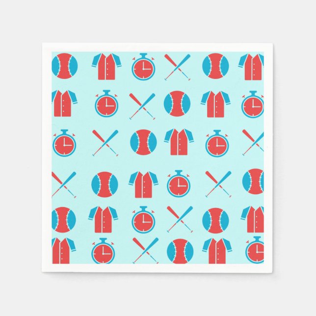 Sport Baseball Game Athletic Blue Paper Napkin Serviette (Vorderseite)