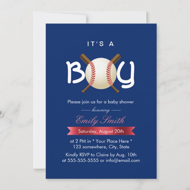 Sport Baseball Thema Es ist eine Baby-Dusche Einladung (Vorderseite)