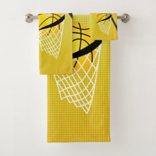 Sport 🏀 Basketball - Gelb DIY Text Badhandtuch Set