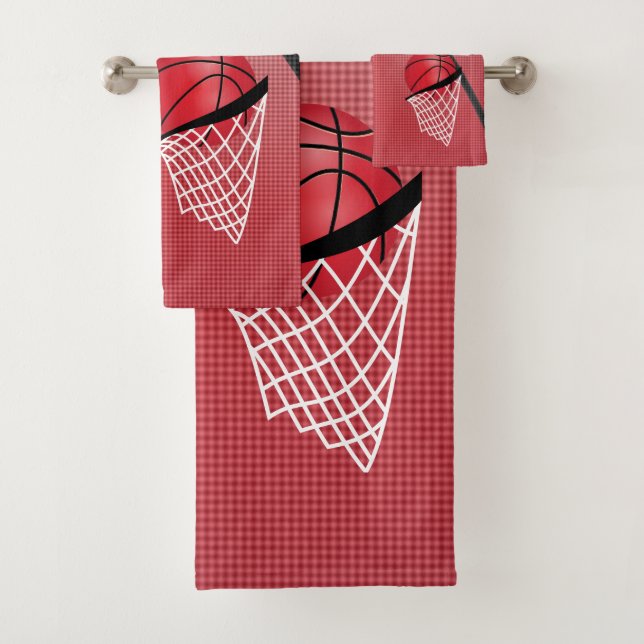 Sport 🏀 Basketball - Rot | Personalisieren Badhandtuch Set (Insitu)