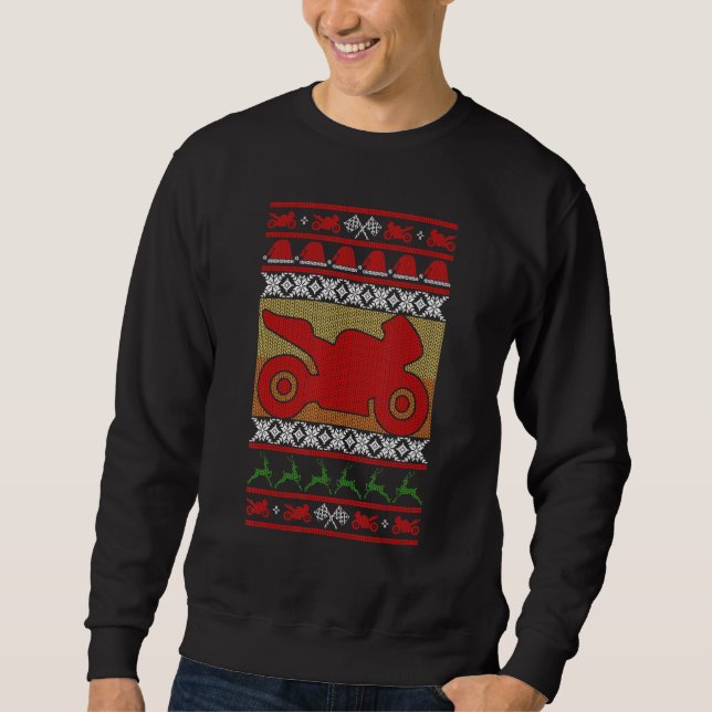 Sport Bike Motorrad Rider Ugly Weihnachtskraut Sweatshirt (Vorderseite)