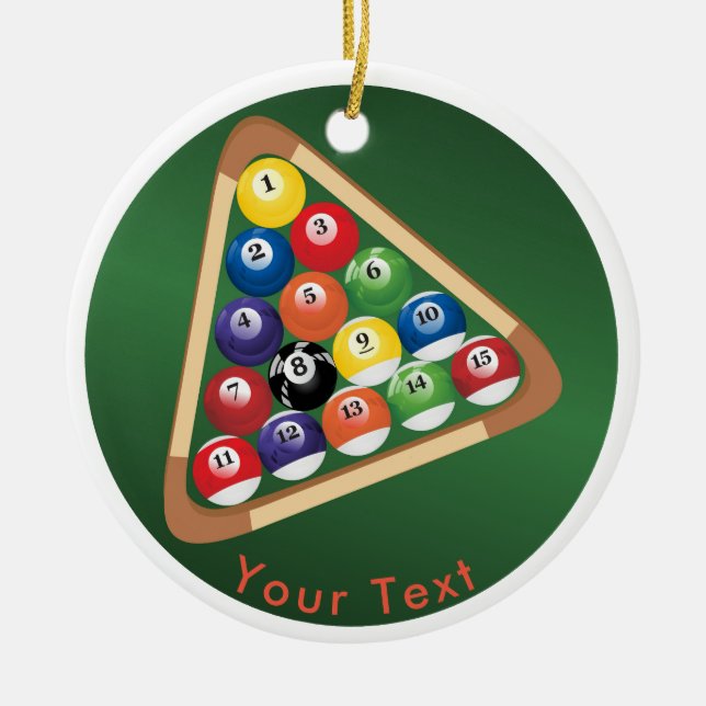 SPORT Billardkugeln Gestell u. Billardtisch Keramik Ornament (Vorne)