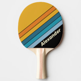 Sport Black Rainbow Striped with Name Tischtennis Schläger