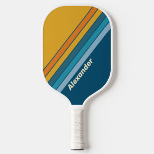 Sport Blau Sonnen gestreift mit Namen Pickleball Schläger