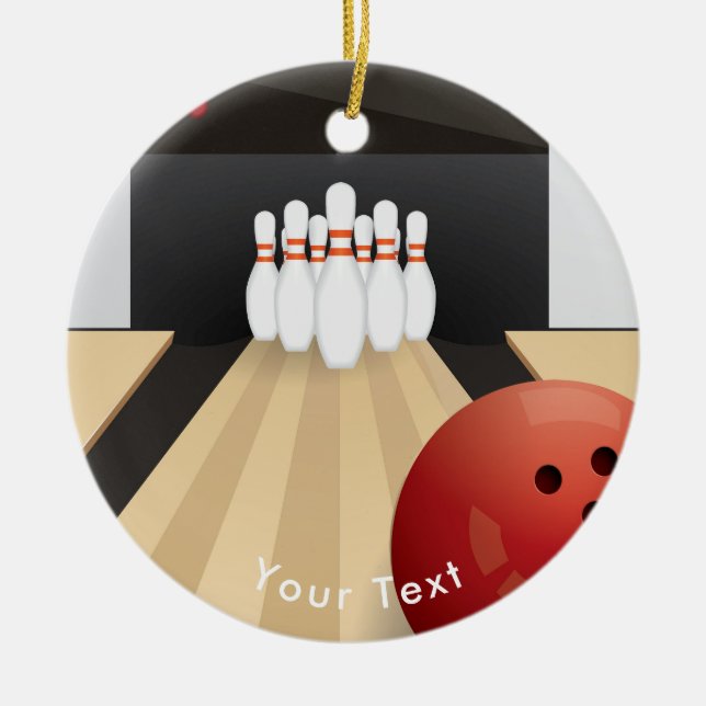 SPORT Bowlings-roter Ball hinunter die glänzende Keramik Ornament (Vorne)