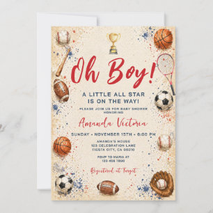 Sport Boy Ball All Star Themenparty Baby Shower Einladung
