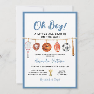 Sport Boy Ball All Star Themenparty Baby Shower Einladung
