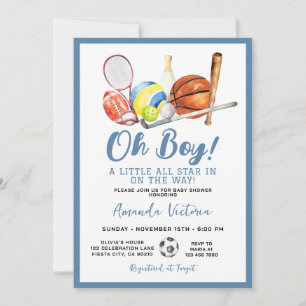 Sport Boy Ball All Star Themenparty Baby Shower Einladung