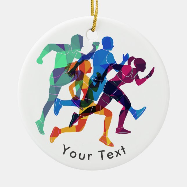 SPORT bunte Mosaik-Leichtathletik-Läufer Keramik Ornament (Vorne)