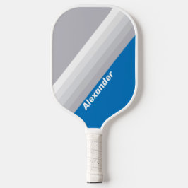 Sport Cloudy Blue Sky Stripes with Name Pickleball Schläger