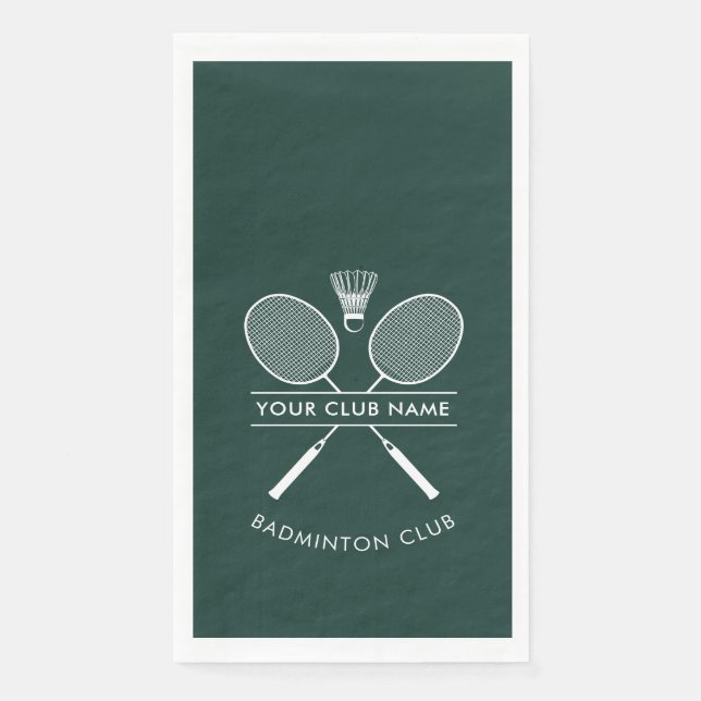 Sport Club Name Badminton Rackets Icons Grün Serviette (Vorderseite)
