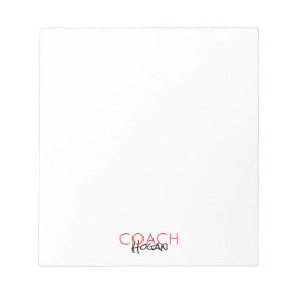 Sport COACH NAME Team Farben Modernes Büro Notizblock