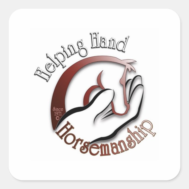 Sport das Helping Hand Reiter Logo! Quadratischer Aufkleber (Vorderseite)