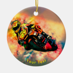 SPORT, der das Wolken-Motorrad-Laufen brennt Keramik Ornament