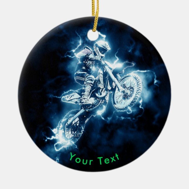 SPORT elektrische blaue Motocross-Aufregung Keramik Ornament (Vorne)