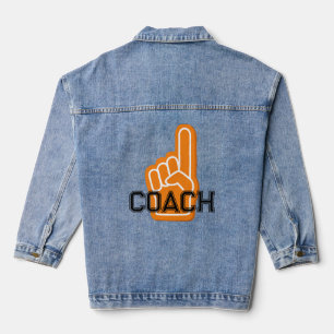 Sport Finger Orange Team Trainer ihr Spaß Jeansjacke