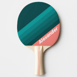 Sport Flamingo Aqua Stripes with Name Tischtennis Schläger