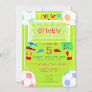 Sport Football Anniversaire Colorful Invitation