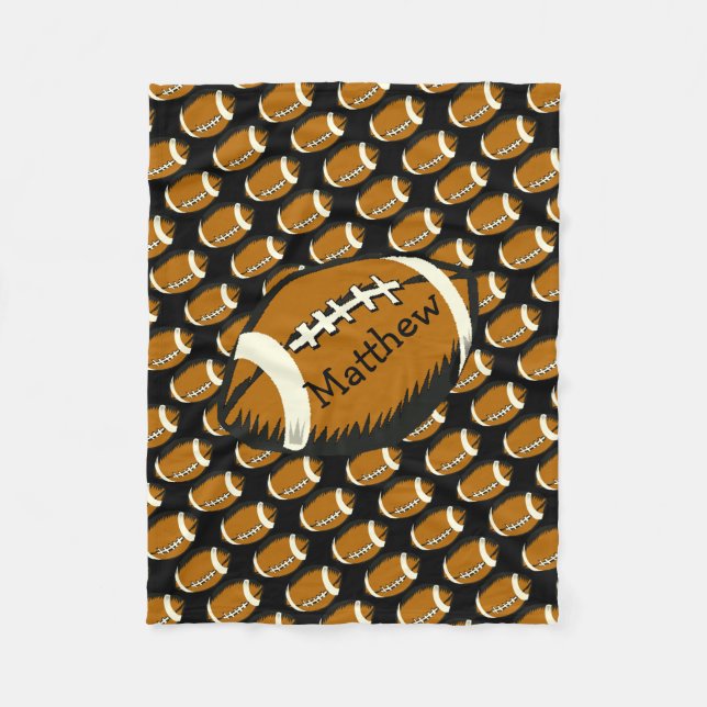 Sport-Fußball-Schwarzes und Brown-Fleece-Decke Fleecedecke (Vorderseite)