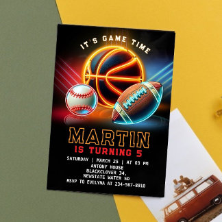 Sport Game Time Geburtstagsparty Einladung