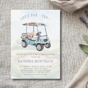 Sport Golf Floral Wagen Lässt Par-Tee Baby-Party Einladung