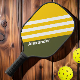 Sport Green Honey Nostalgische Streifen mit Namen Pickleball Schläger