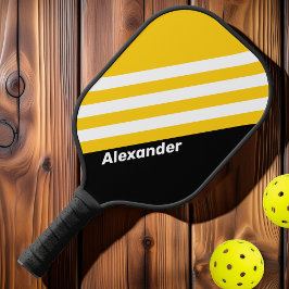 Sport Hummeln Nostalgische Streifen mit Namen Pickleball Schläger