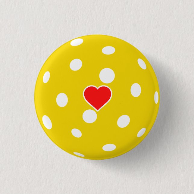 Sport I Liebe Pickleball Gelbball mit Herz Button (Vorderseite)
