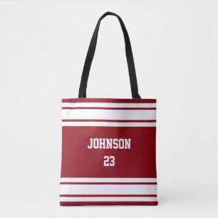 Sport Jersey Dunkelrot und weiß - DIREKT Text & F Tasche