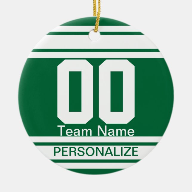 Sport Jersey White Stripes DIY Dark Green | Keramikornament (Vorne)