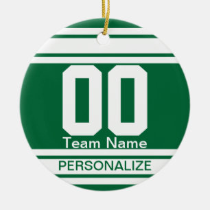 Sport Jersey White Stripes   DIY Text   Dunkelgrü Keramikornament